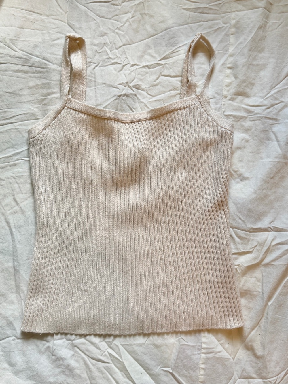 ASTR the Label Cream Ribbed Knit Sweater Cami Tank Clean Girl Quiet Luxury S